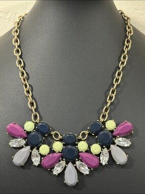 J.Crew Gold Tone Floral Cluster Statement Bib Necklace